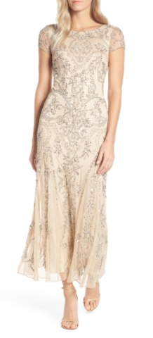 Pisarro Nights Embellished Mesh gown