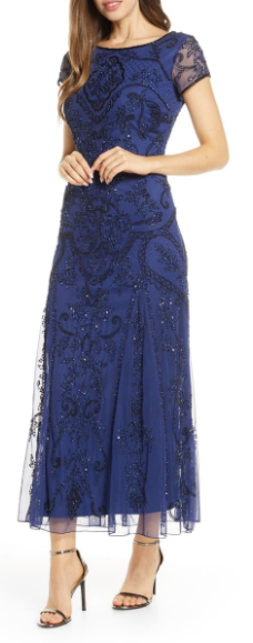 Pisarro Nights Embellished Mesh gown