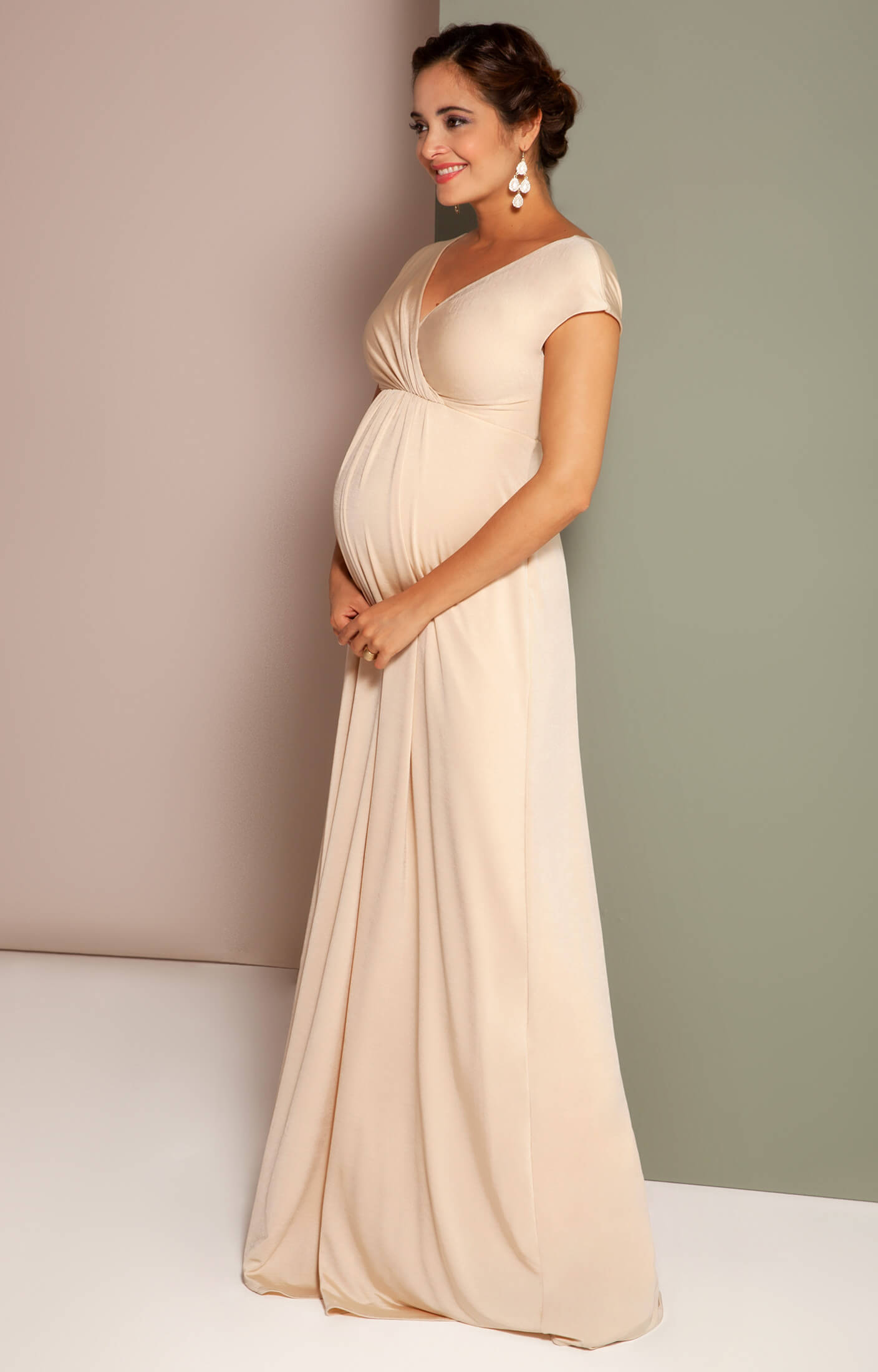 Francesca Maternity Maxi Dress Champagne - Getting Hitched