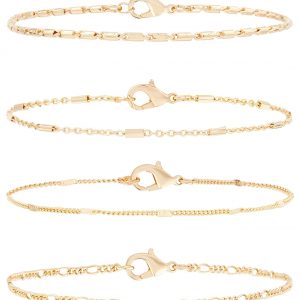 Accessorize Ladies Gold Elegant Multipack of Chain Anklets