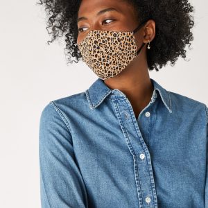 Accessorize Ladies Brown and Black Stylish Leopard Print Pure Cotton Face Covering