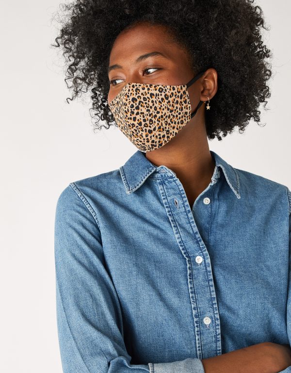 Accessorize Ladies Brown and Black Stylish Leopard Print Pure Cotton Face Covering