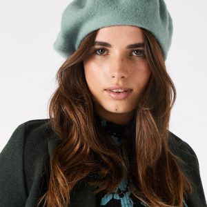 Accessorize Ladies Green Wool Blue Classic Beret Hat