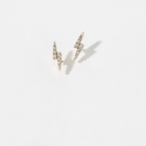 Gold Vermeil White Topaz Bolt stud earring - Accessorize