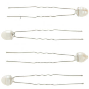 Silver metal freshwater pearl hair pins - Accessorize