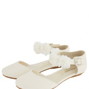 Monsoon Corsage Two-Part Flat Shoes Ivory