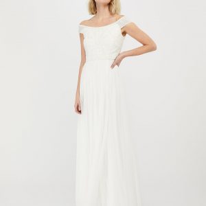 Monsoon Emmeline Bridal Bardot Embellished Maxi Dress Ivory