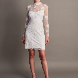 Krystyna Embroidered Short Bridal Dress Ivory by Monsoon at GettingHitched.co.uk