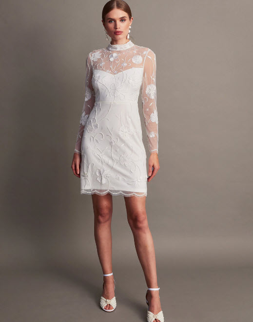 Krystyna Embroidered Short Bridal Dress Ivory by Monsoon at GettingHitched.co.uk