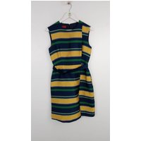 Carolina Herrera Satin Sleeveless Belted Dress Multi Striped Size: S
