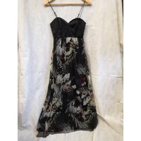Karen Millen Strapless Silk Dress, Black Greys Size: 8