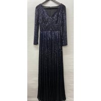 Escada Silk Sequin Evening Dress Navy Black Size: S