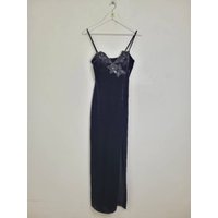 Bernshaw Vintage Velvet Diamanté Dress Black Size: S