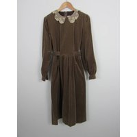 Laura Ashley Vintage  70's Cottage Core Velvet Dress Brown Size: S