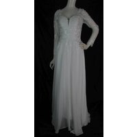 Bnwot Unbranded, Size 12, White, Full Length Sleeve, Sweetheart, Lace & Chiffon A-line Wedding Dress
