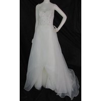 Bnwot Wtoo, Size 10, Ivory, Organza Illusion, Sweetheart, Beaded Lace Bodice Empire Wedding Dress