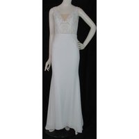 Bnwot Unbranded, Size 10, Ivory, Beaded Floral Lace & Chiffon Mermaid Wedding Dress