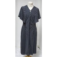 Ted Baker Zip Front Stripped Midi Dress  Navy (bnwt) Size: 10