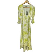 All Saints  Viscose And Silk Dress White & Chartreuse Size: 8