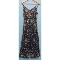 Lace & Beads  Slip Jumpsuit Dark Blue Size: 8