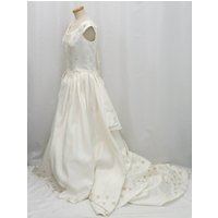 Unbranded Cream Satin Wedding Dress With Train Size 16