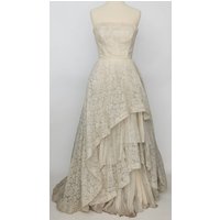 Jean Desses, Paris. Custom Made Wedding Dress Ivory Size: S