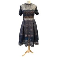Self-portrait Knee-length Lace Dress Blue And Black Size: 12