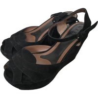 Marni Black Suede Platform Wedge Sandals