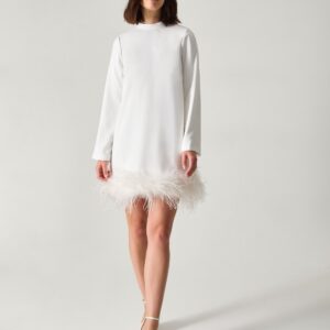Andrea Feather Wedding Dress Ivory