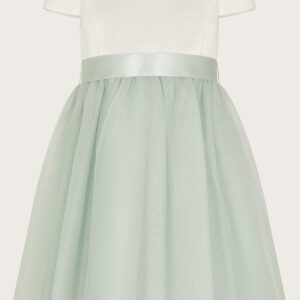 Monsoon Baby Girls Green & Cream Tulle Bridesmaid Dress, Size: 18-24 Months