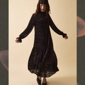 Clemence Gigi Velvet Burnout Maxi Dress Black