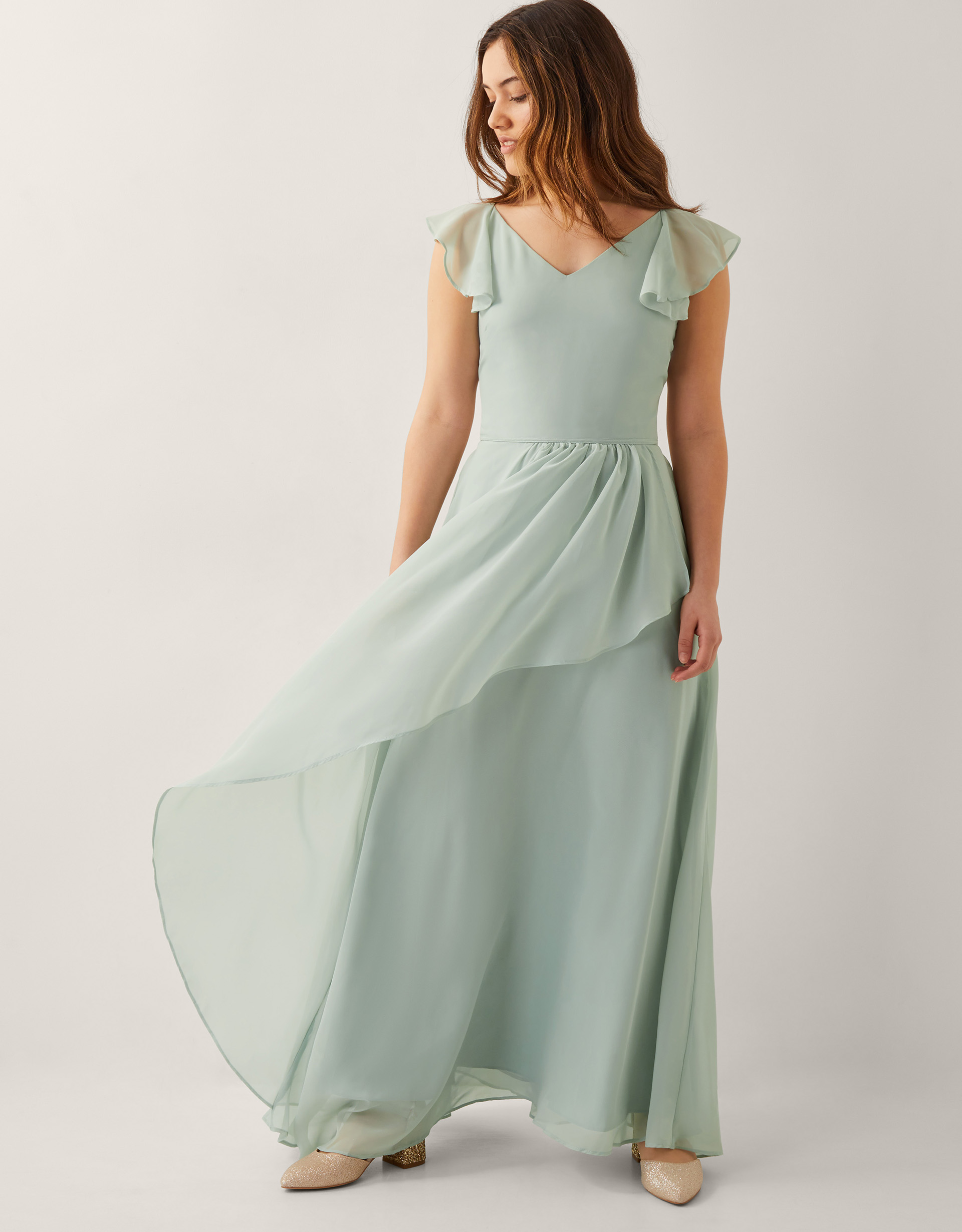 Monsoon Girls Light Green Indi Tie-Back Prom Dress, Size: 8 Years