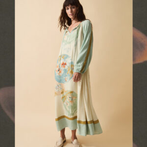 Clemence Amelie Floral Dobby Midi Dress Cream