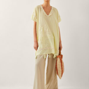 Monsoon Women's Yellow Cotton Ric Rac Trim Suzie Tassel Kaftan Cover Up, Size: M