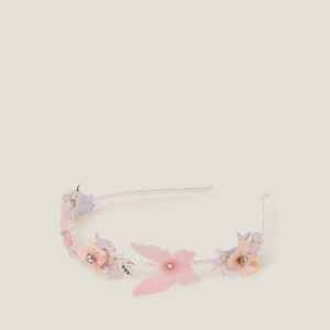Floral Butterfly Embellished Metal Headband