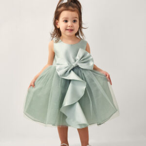 Baby Waterfall Bow Tulle Dress Green