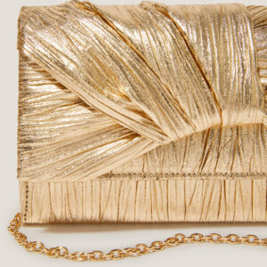 Mia Pleated Metallic Clutch Bag