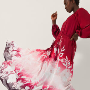 Lilian Floral Print Ombré Maxi Dress Red
