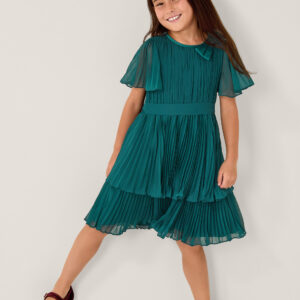 Alicia Pleated Tiered Party Dress Teal