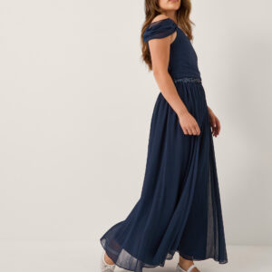 Monsoon Girls Navy Blue Sequin One Shoulder Prom Dress, Size: 12 Years
