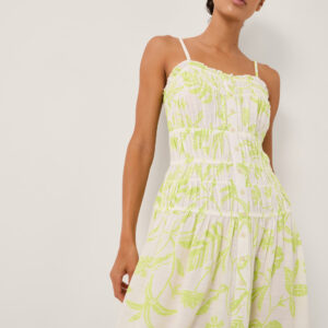 Adele Sleeveless Tropical Print Midi Dress Green