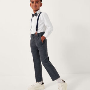 Arthur Herringbone 3-Piece Suit with Braces Grey