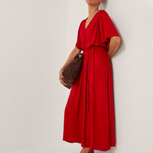 Paula Braided Jersey Midi Dress Red