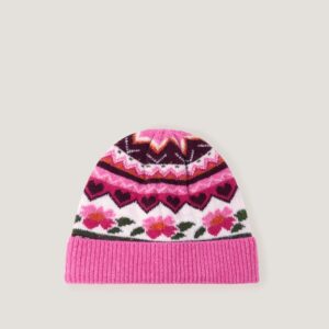 Rose Intarsia Beanie Hat Multi