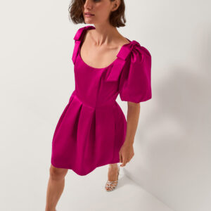 Sarai Puff Sleeve Satin Mini Dress Pink