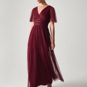 Emily Short Sleeve Tulle Bridesmaid Dress Red