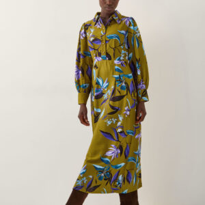 Sonya Floral Print Midi Dress Green