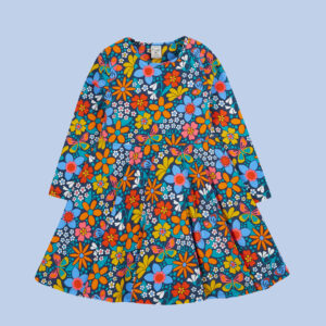 Frugi Sofia Printed Skater Dress Blue