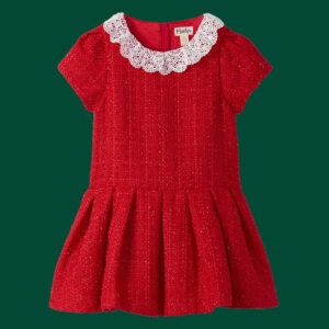 Hatley Lace Collar Boucle Party Dress Red