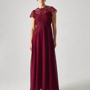 Monsoon Women's Burgundy Floral Lace Monica Bridesmaid Dress, Size: 12